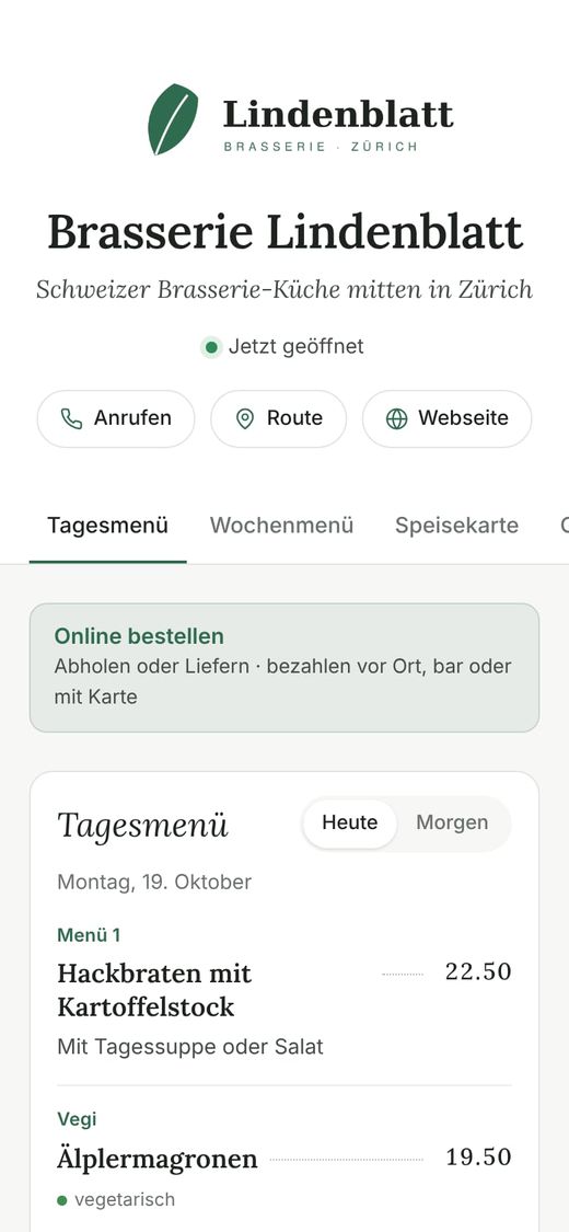 Ansicht für Kunden auf dem Handy