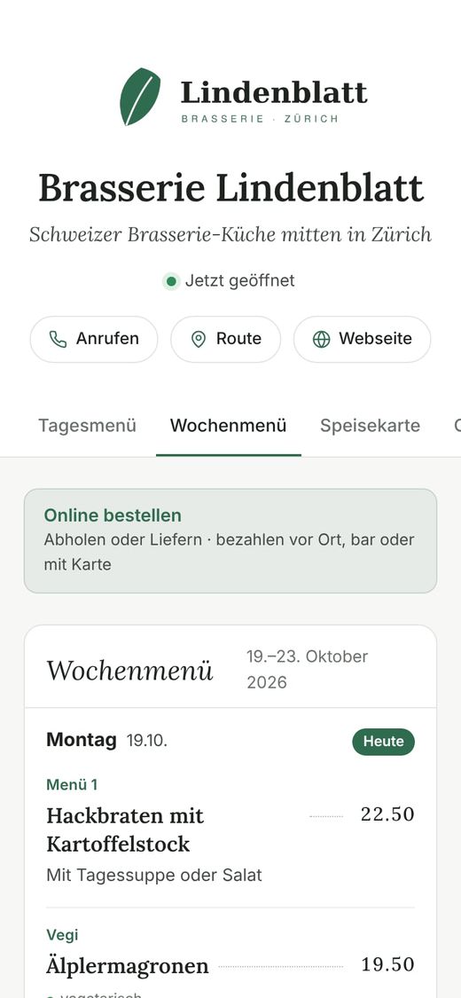 Ansicht für Kunden auf dem Handy