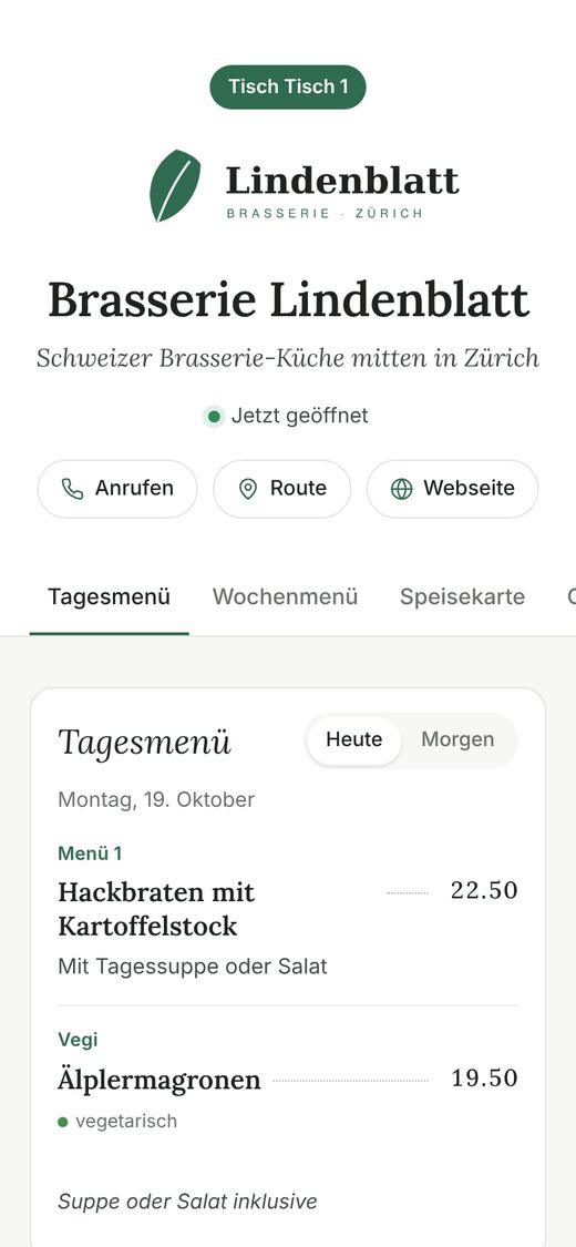 Ansicht für Kunden auf dem Handy